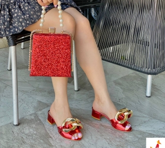 Women's block chain heels